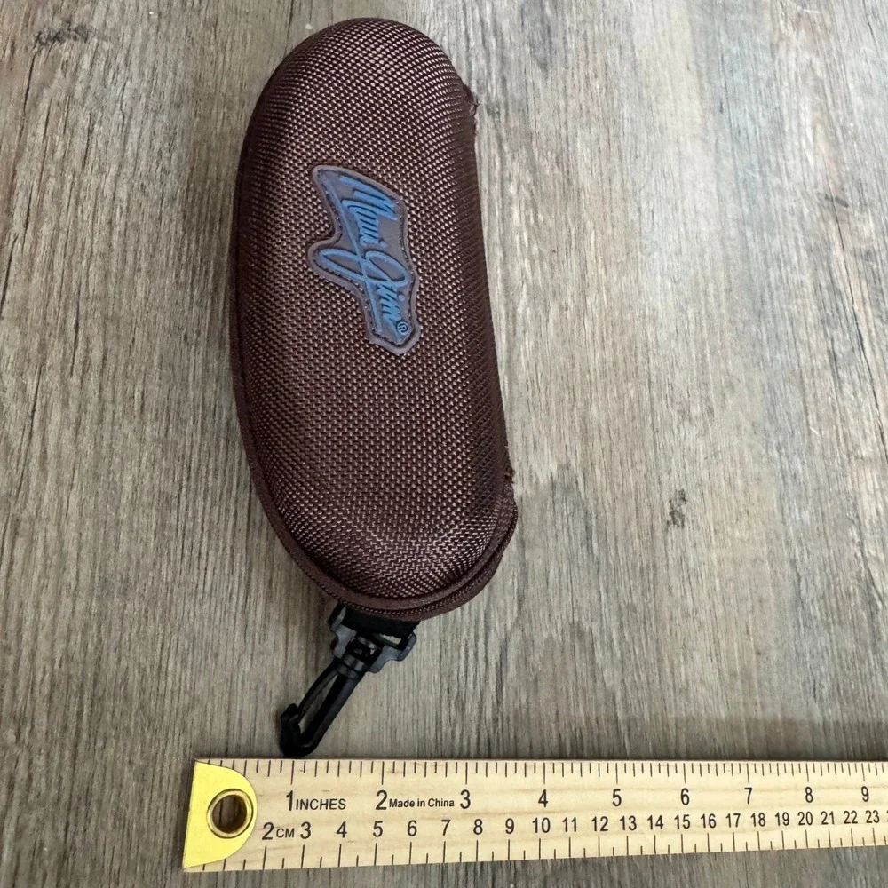 Maui Jim Sunglass Brown Zippered Case Blue Logo CASE ONLY Swivel Clip